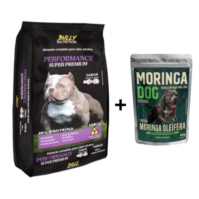 Ração Alimentar para Cães Performance Super Premium 15Kg Cachorro Forte + Ganhe Moringa Dog 60g