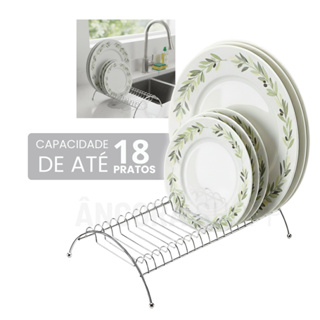 Escorredor Seca Louças Até 18 Pratos Cromado Louça Resistente à Ferrugem e Versátil de Cozinha Arthi em Oferta na Shopee