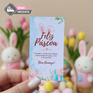 Kit Cartão Feliz Páscoa 5x9cm - Mensagem Páscoa, Embalagem, Ovos de Páscoa, Lembrancinhas - Kawaii em Oferta na Shopee