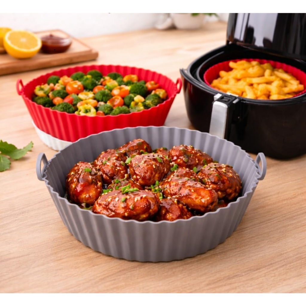 Conjunto 6 Forma Silicone para Air Fryer e Micro-ondas, Antiaderente, Reutilizável, Cores Sortidas em Oferta na Shopee