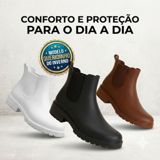 Bota Feminina Galocha Dia Dia E Limpeza Chuva Cano Curto Confortável Antiderrapante Impermeável em Oferta na Shopee