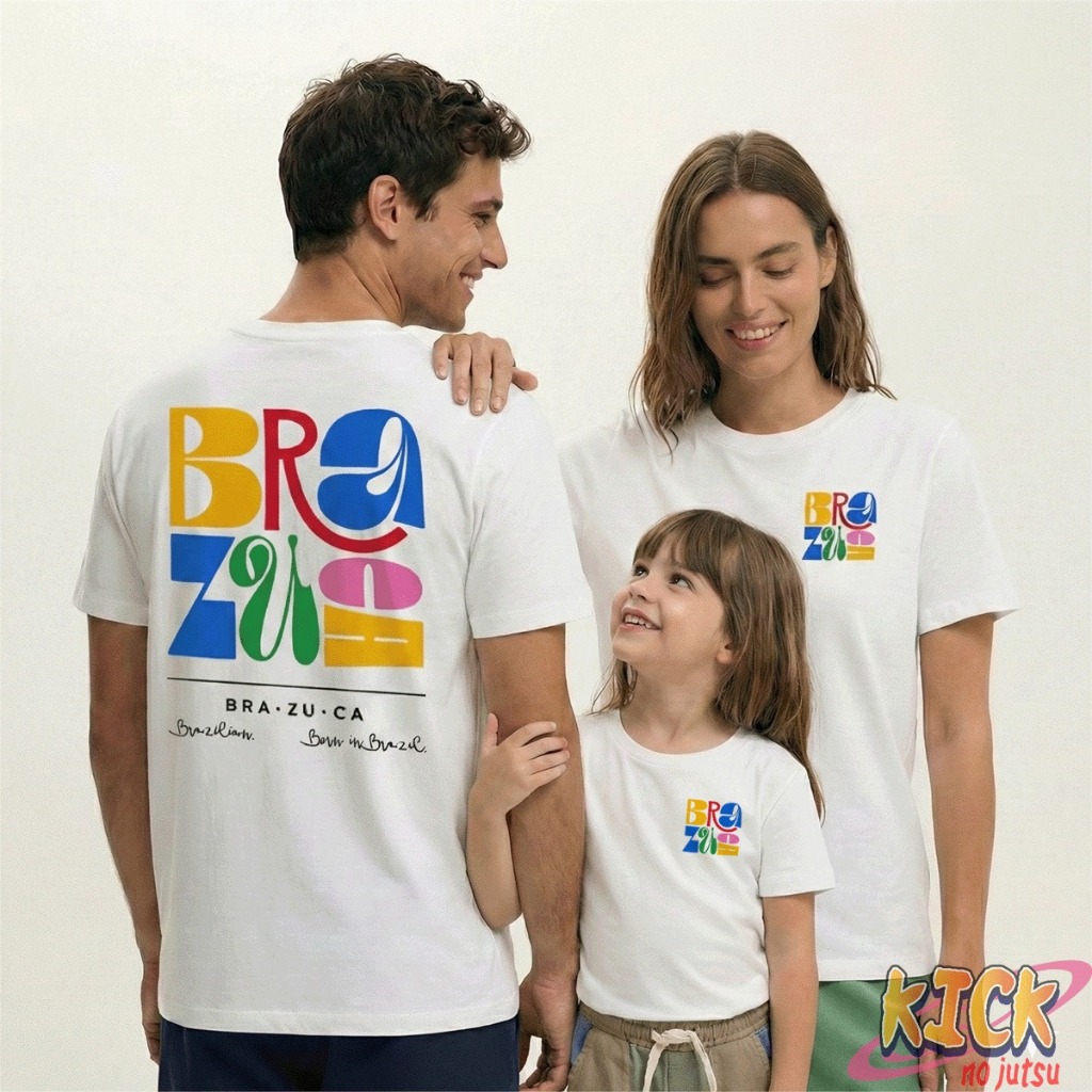 Camiseta T-Shirt "Brazuca" Brasil Copa do Mundo 2026 Adulto e Infantil Unissex Casual em Algodão *Monte Seu Kit*