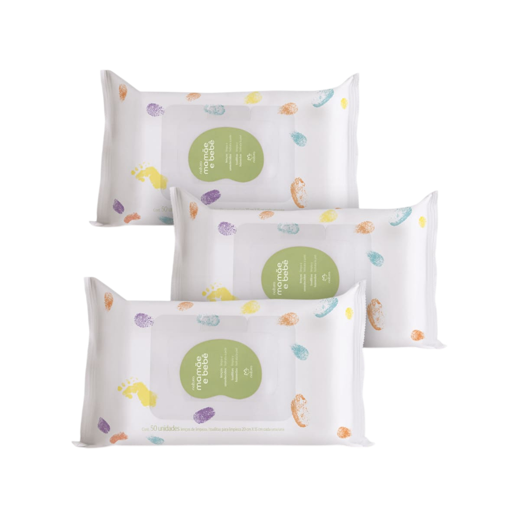 Lenços Umedecidos Natura Mamãe e Bebê 50un