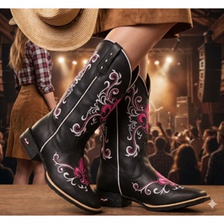 Bota Texana Country Feminina Dudalina Pink Bico Quadrado LP em Oferta na Shopee