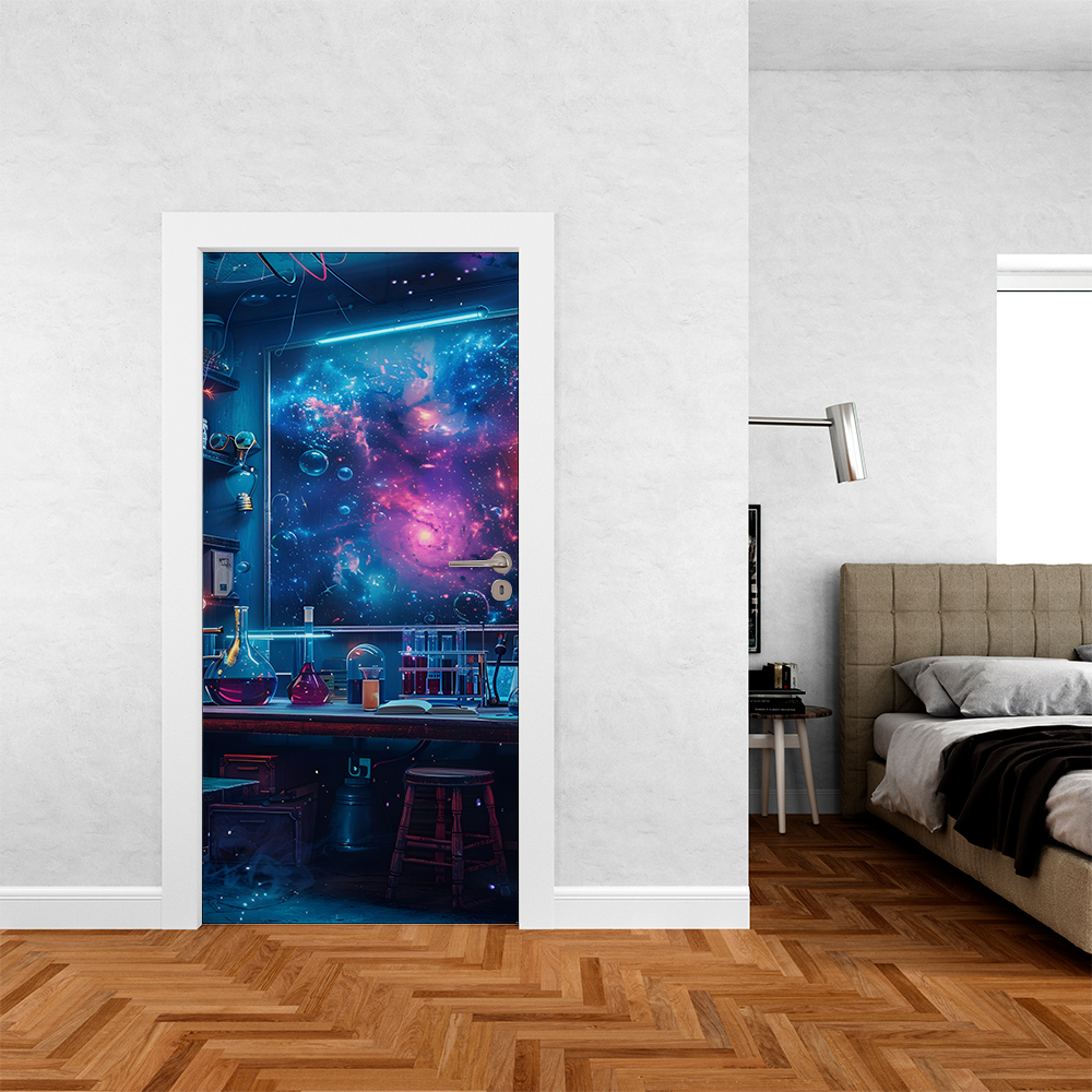 Capa De Porta Decorativa em Tecido Helanca 85x210cm Modelo Veste Fácil Tema Volta Aulas Escolar Kids