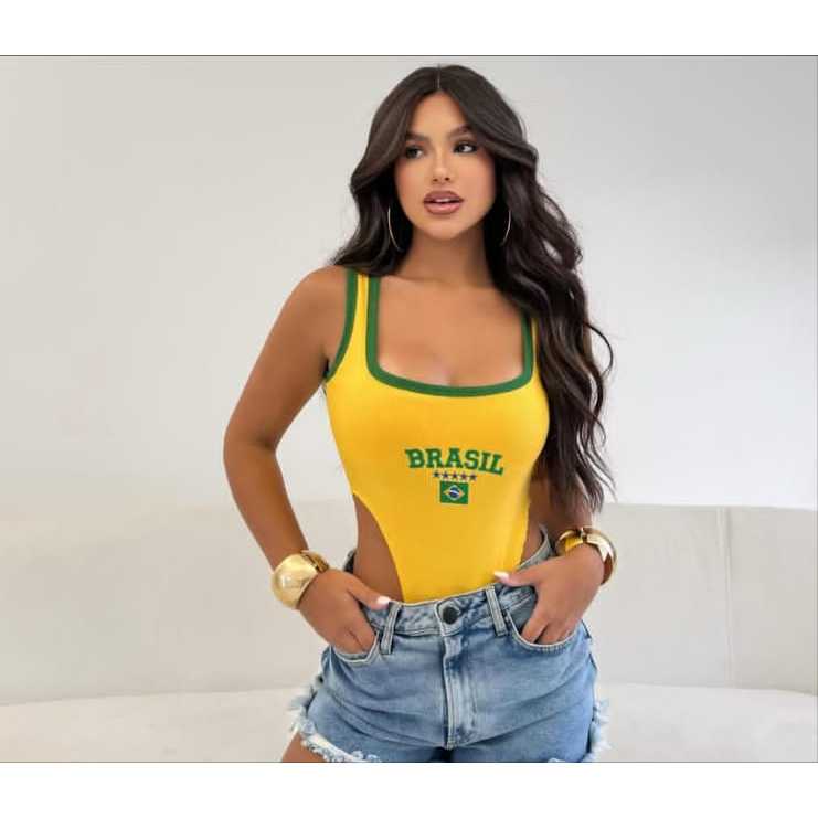 Body Feminino Brasil Seleção Brasileira Cavado Tendência Verão