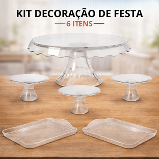 Kit Decoração Festa Aniversário Boleira Suporte Doces Bandejas Mesa Infantil Adulto em Oferta na Shopee