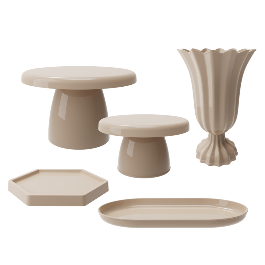 Kit 1 Boleira Cake Popi 18, 1 Mini Cake Popi, 1 Vasos Popi, 1 Bandeja Sextavada e 1 Bandejas Popi em Oferta na Shopee