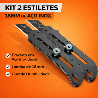 Kit 2 Estilete Profissional Aço 18mm Laminas Metal Multiuso em Oferta na Shopee