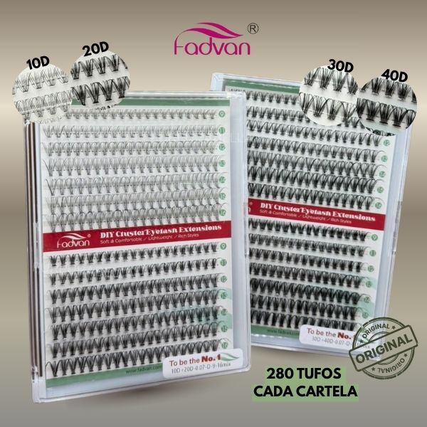 Cílios Tufo FADVAN 30D+40D 10D+20D Tufinho Individuais 280 Feixes Cluster DIY Volume Extensão cilios em Oferta na Shopee