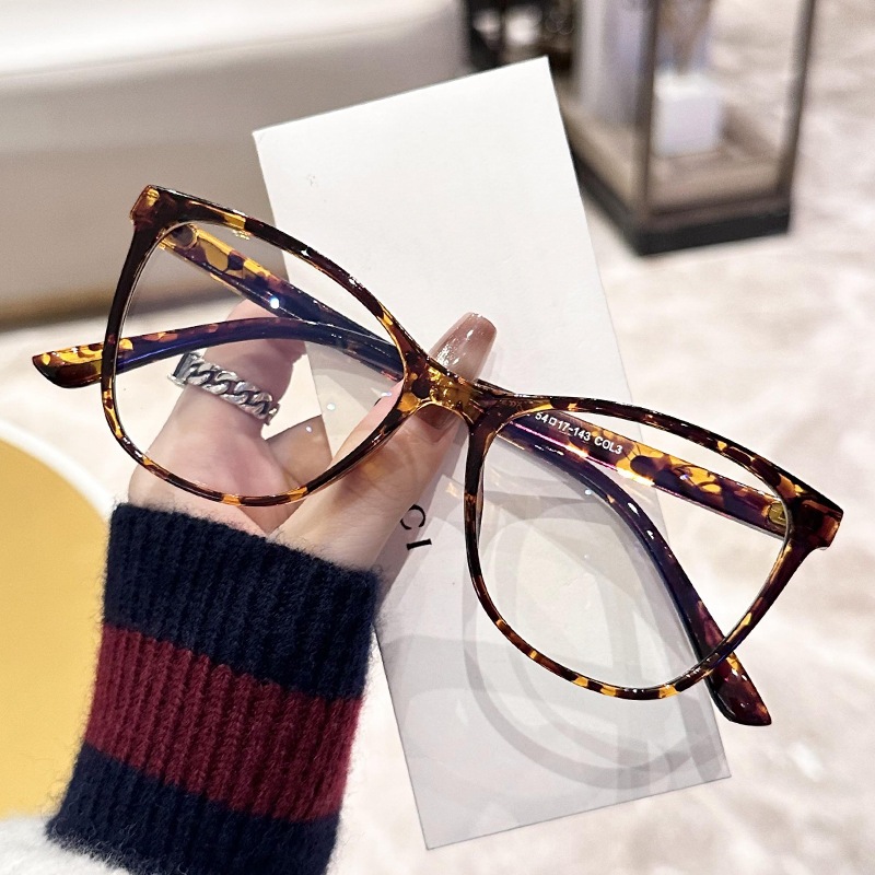 Óculos Feminino Armação de Grau TR90 Retangular Estilo Gatinho Preto Animal Print Diversas Cores em Oferta na Shopee