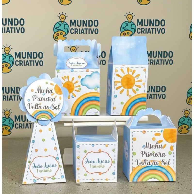 KIT FESTA MINHA PRIMEIRA VOLTA AO SOL Personalizado  pegue e Monte Lembrancinhas - Caixinha Personalizadas - papelaria
