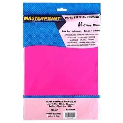 Papel Colorido Diplomata Offset A4 180g Masterprint Rosa 50 folhas