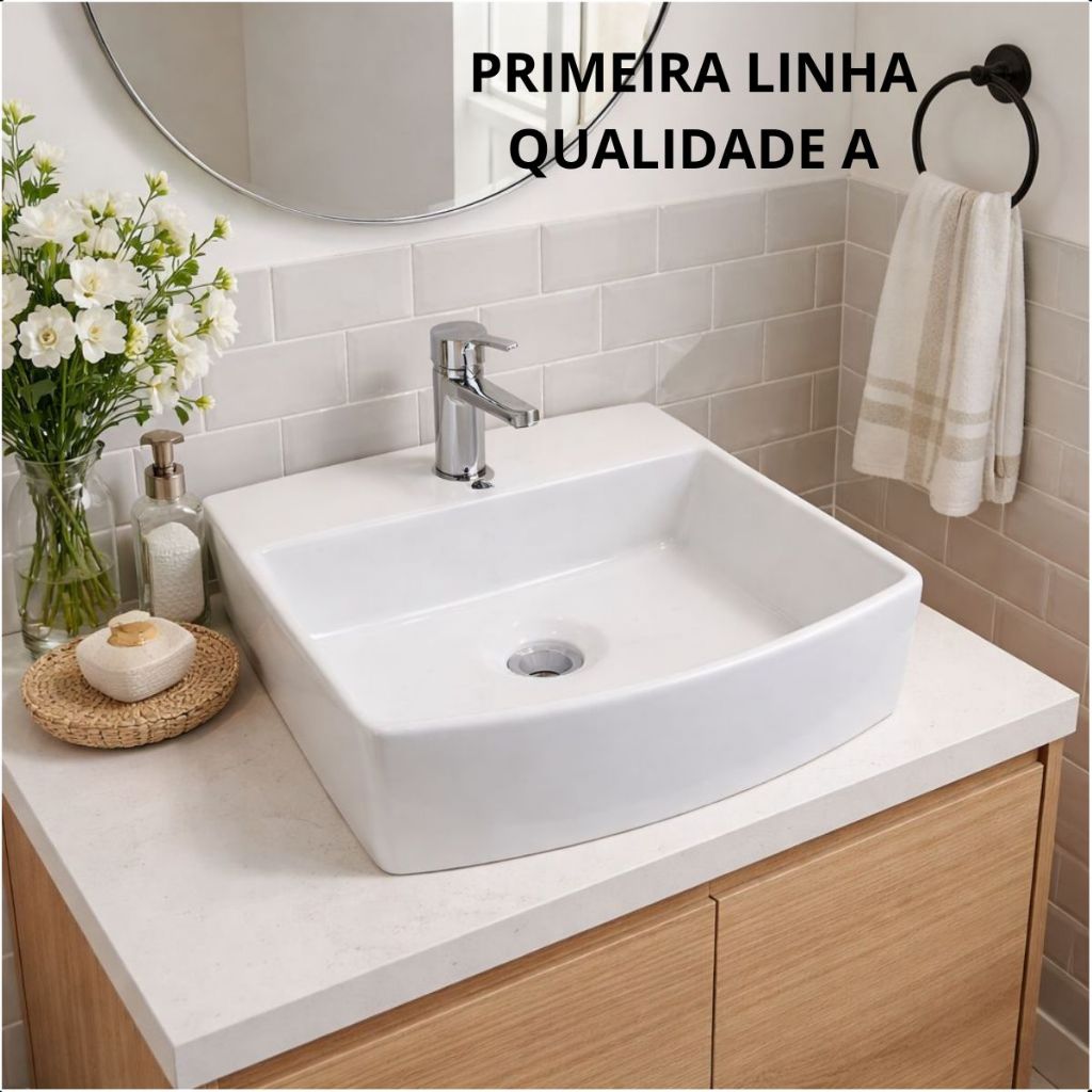 Cuba Sobrepor Apoio ou Suspensa Banheiro Quadrada IPANEMA c/ Mesa 32,5x29,2x11cm *Primeira Linha* em Oferta na Shopee