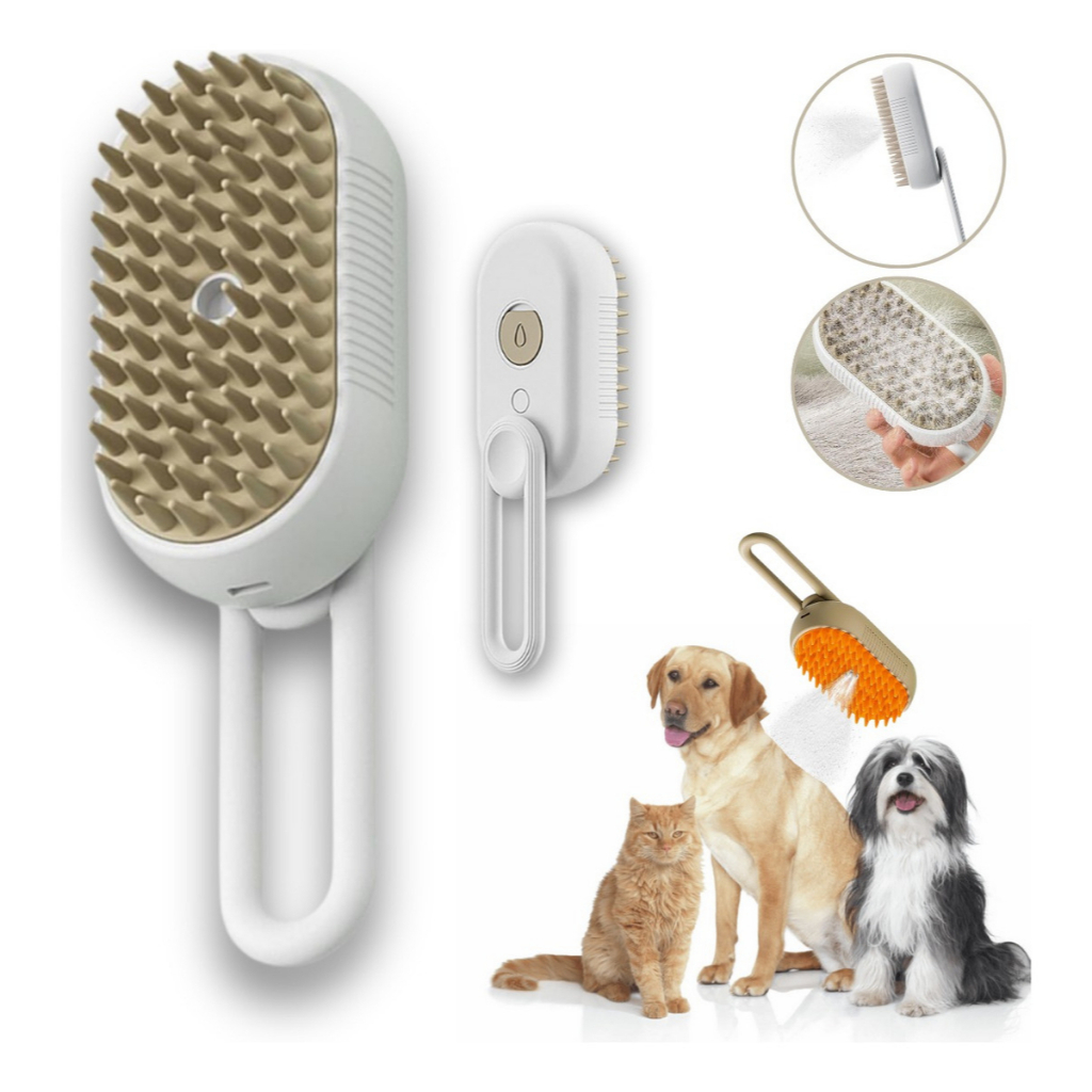 Escova Removedora Pelos Caes E Gatos Vapor 3 em 1 Branca