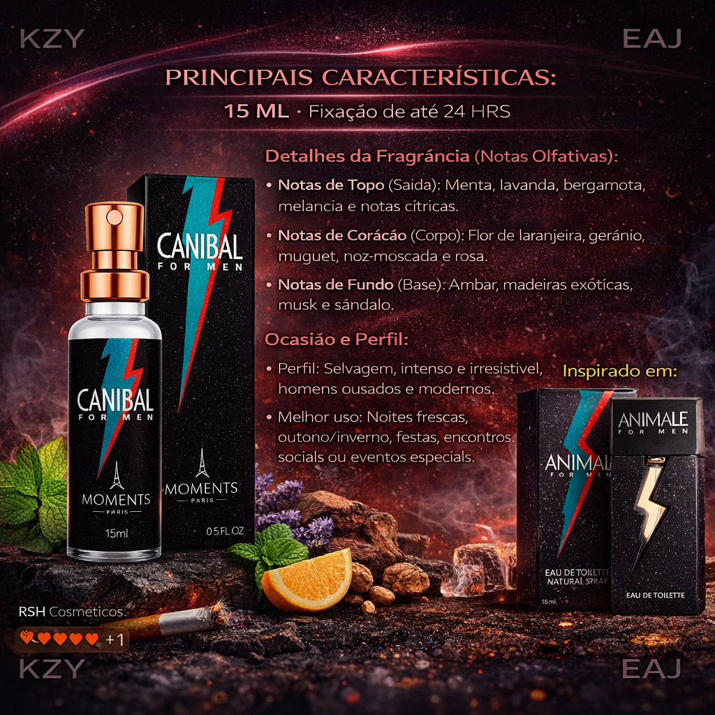 Canibal Perfume Importado Parfum Eau de Parfum  EDP de Bolso MASCULINO 15ml Moments Paris