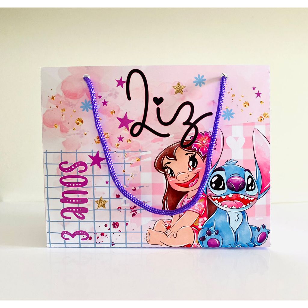 SACOLINHA PERSONALIZADA DE ANIVERSÁRIO LILO E STITCH - LEMBRANCINHA PERSONALIZADA PEGUE E MONTE