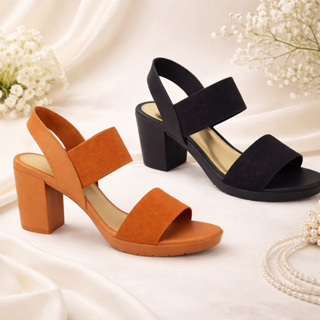 Sandália Feminina Salto Bloco Tiras de Elástico Confortável Salto Bloco 6cm Casual Promoção em Oferta na Shopee