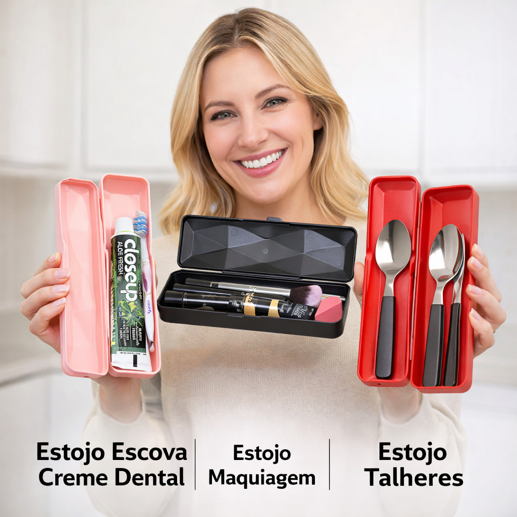 Estojo Portátil Porta Escova Pasta Dente Pincel Maquiagem Talher Case Organizador Multiuso Viagem Bolsa Mochila UZ