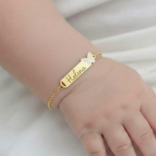 Pulseira Infantil com Nome Personalizada Bebê RN Banhada a Ouro 18k Antialérgica em Oferta na Shopee
