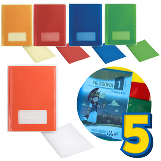 Kit 5 Capa Para Caderno Brochurão Transparente Escolar Volta as Aulas em Oferta na Shopee