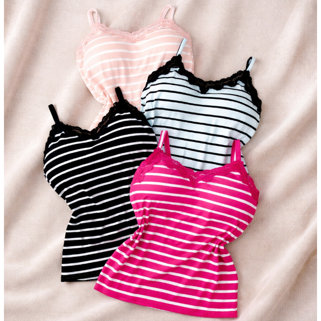 Kit 3 Blusas Regata Alcinha Com Bojo Listrada Viscolycra em Oferta na Shopee