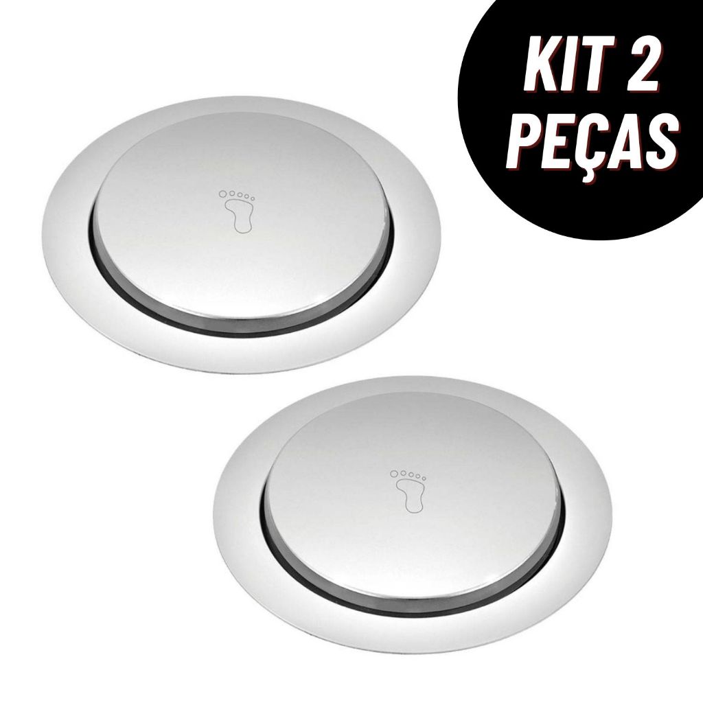Kit 2 Ralos Inteligentes Click Redondo Prata 10x10 15x15 Cm Inox Banheiro Lavabo Veda Cheiro
