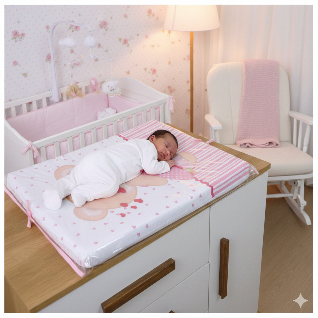 Trocador De Fraldas Americano Plastificado Menino Menina Cômoda Bebe