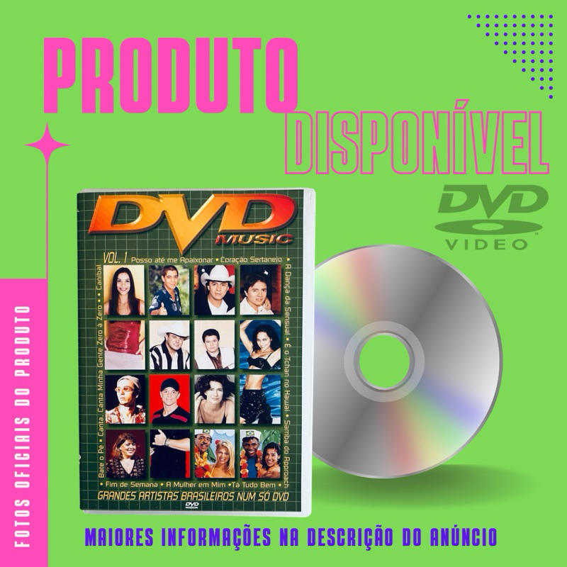 DVD MUSIC -  VOLUME 1 (É o Tchan, Zeca Baleiro, Cheiro de Amor, Ivete Sangalo, Chitãozinho e Xororó) *