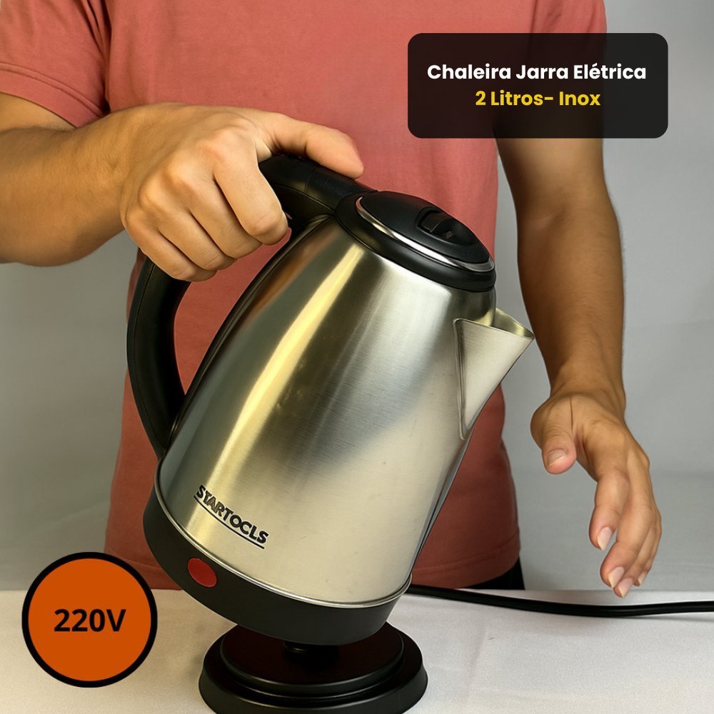 Chaleira Elétrica 2 Litros 220V Inox – Jarra Elétrica Rápida com Desligamento Automático