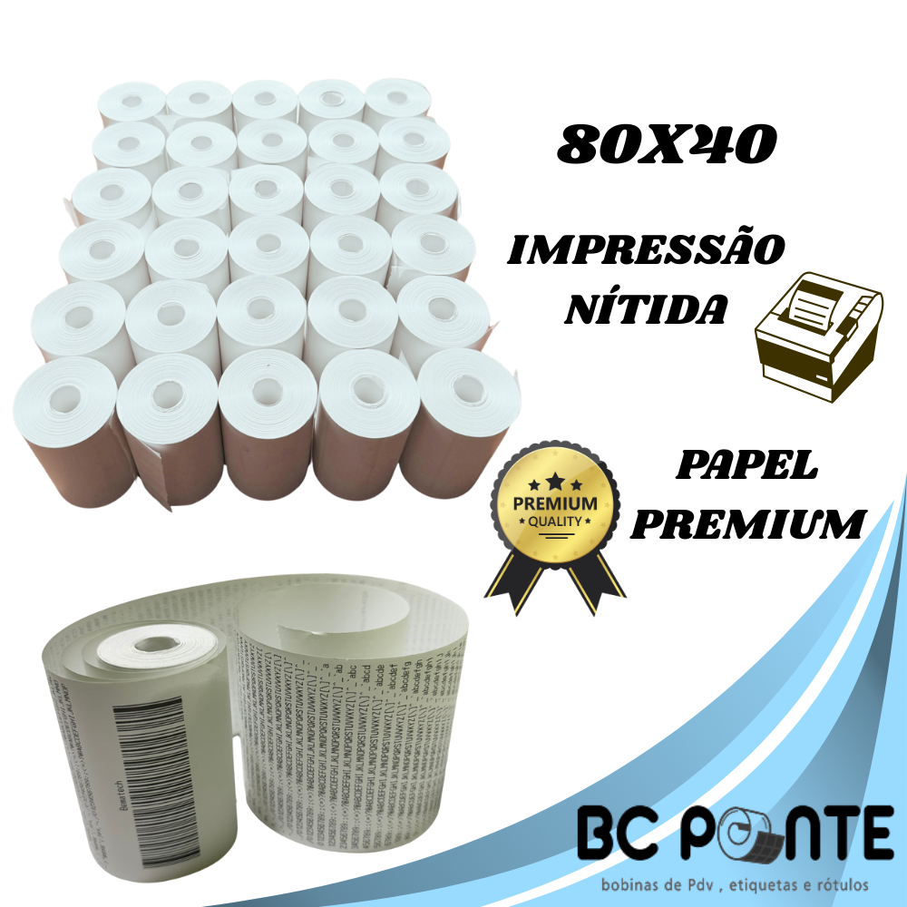 kits 11 a 30 Bobinas Térmica com 40 metros 80x40 branca cupom fiscal pdv para impressora 80mm em Oferta na Shopee