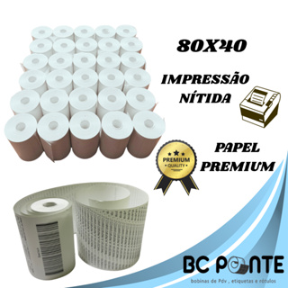 kits 11 a 30 Bobinas Térmica com 40 metros 80x40 branca cupom fiscal pdv para impressora 80mm em Oferta na Shopee