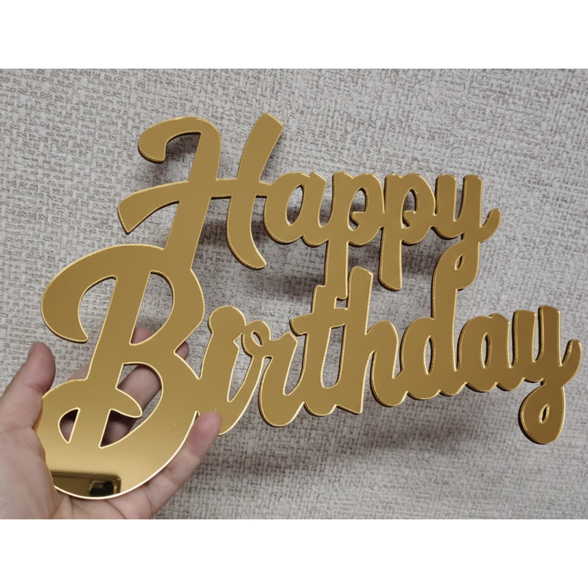 Happy Birthday Letreiro para Painel de Festa Aniversário em Acrílico Espelhado Reforçado com MDF ou somente MDF em Oferta na Shopee