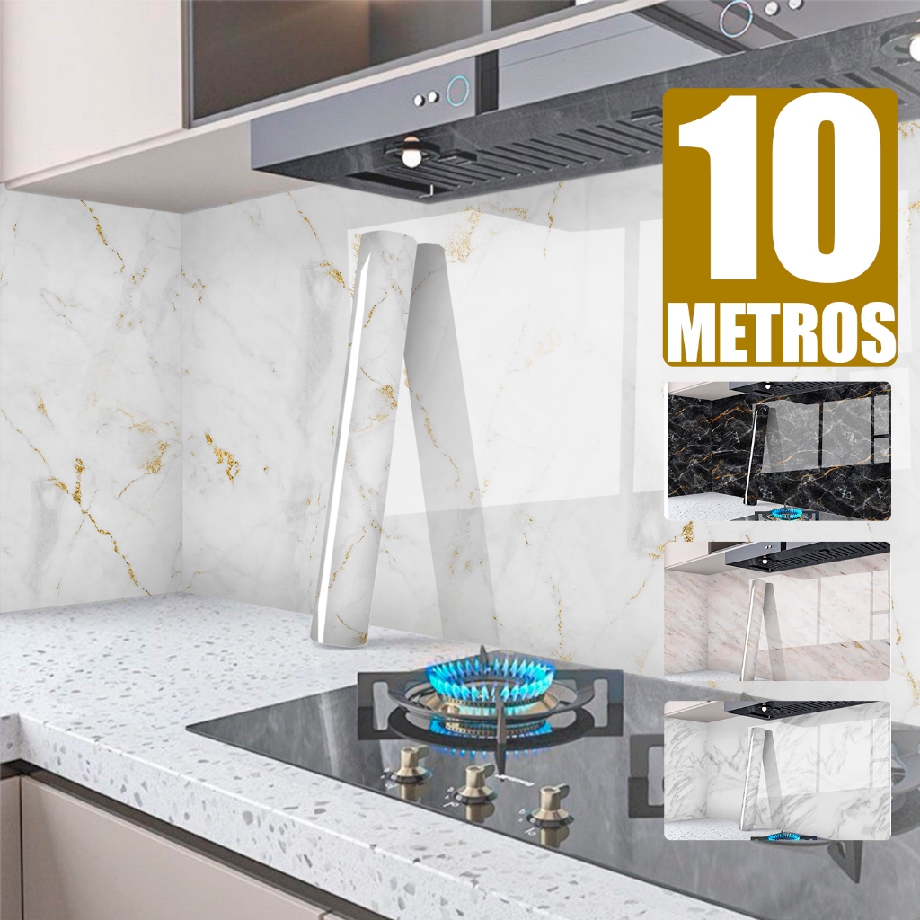 Papel de Parede Mármore Branco Rose Vinílico Autoadesivo 10m | Impermeável e Lavável