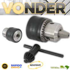 Mandril Com Chave Leve Furo Passante 16mm 5/8'' Rosca De 5/8'' Vonder Oferta Premium Resistente Top