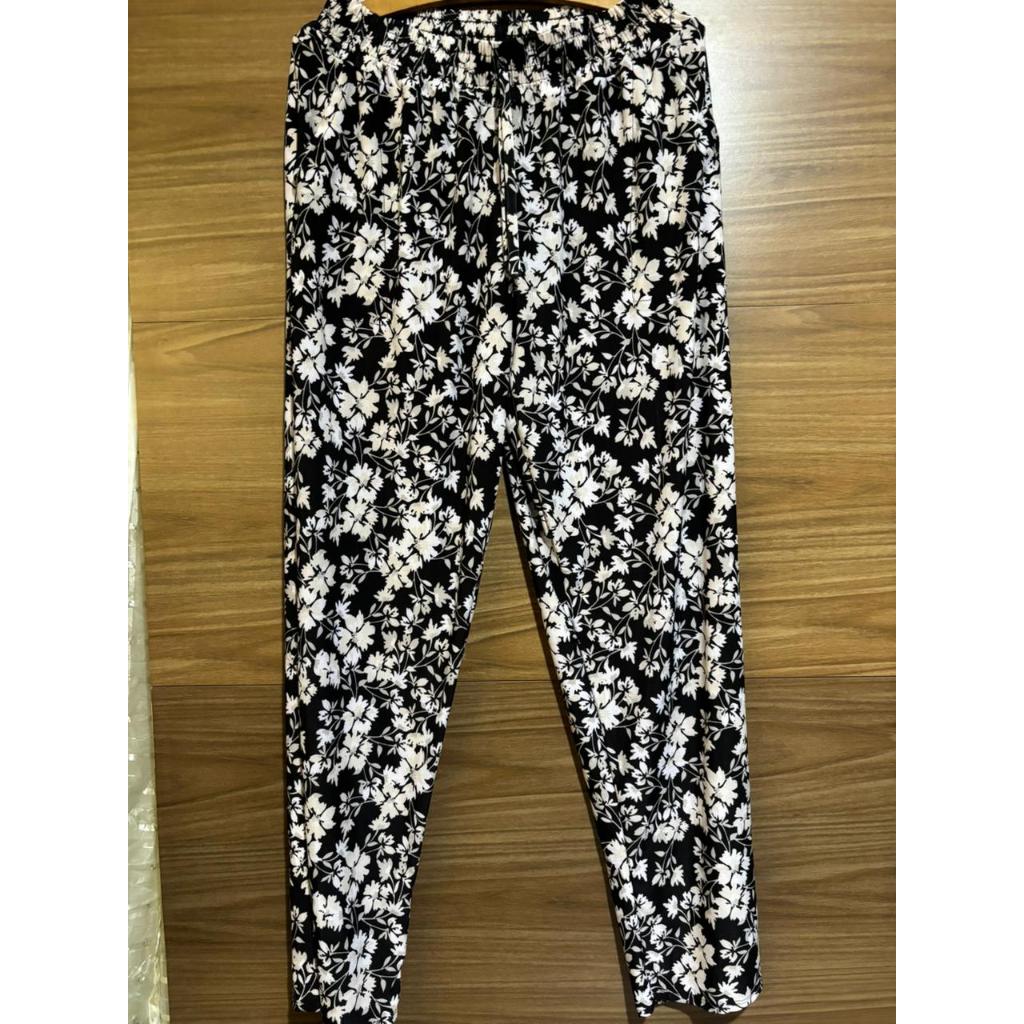 Calça Estampado de Malha fria Plus Size(EG) Soltinho, Leve, Fresquinho Com Bolsos, Cintura de Elástico em Oferta na Shopee