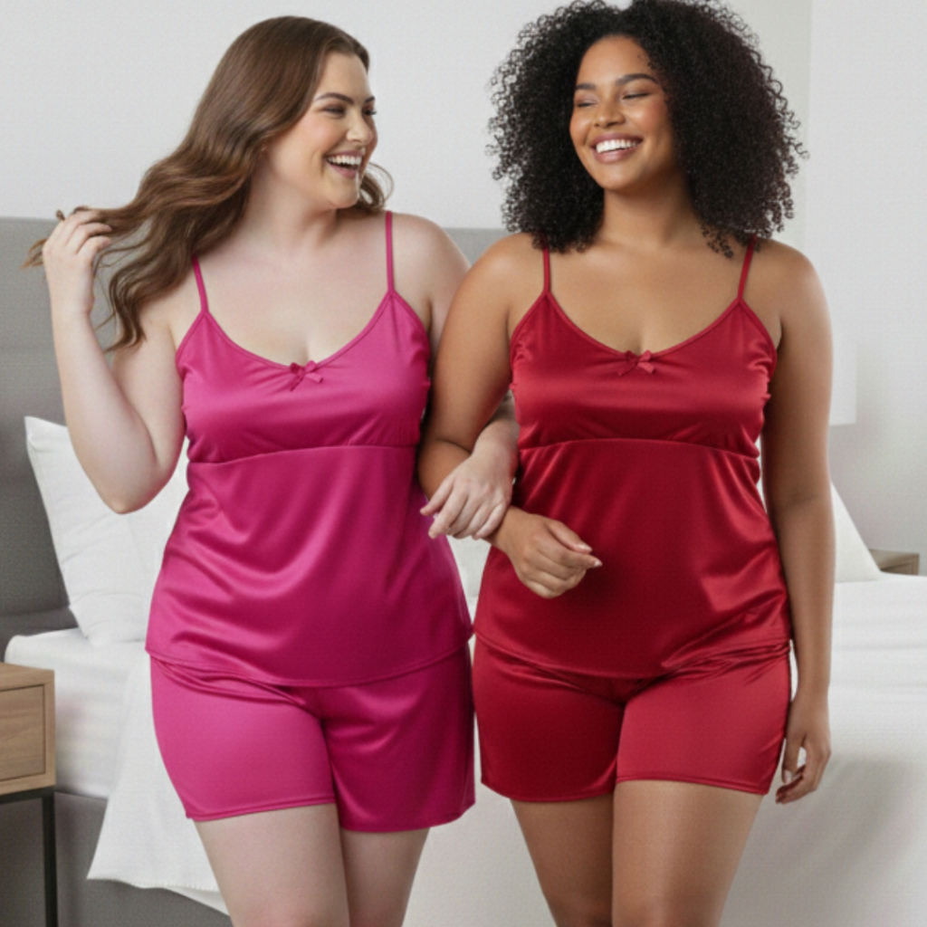Short Doll Plus Size Feminino Liso Pijama LAURA Verão Confortável Alça Ajustável  Baby Doll PROMOÇÃO