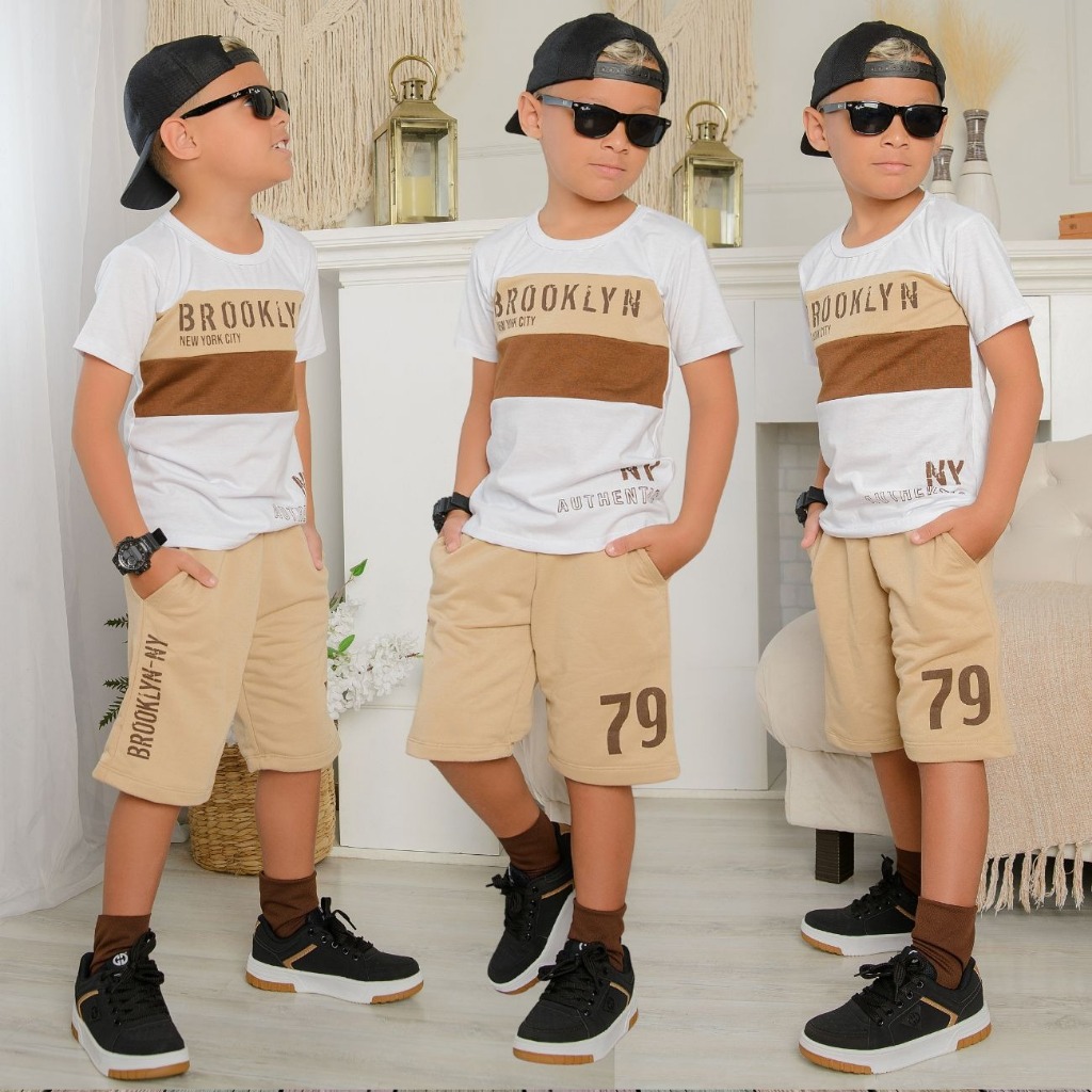Roupa De Menino Kit Duas Peças Lançamento Conjunto Juvenil Camisa e Bermuda Veste Do 2 ao 14 Anos