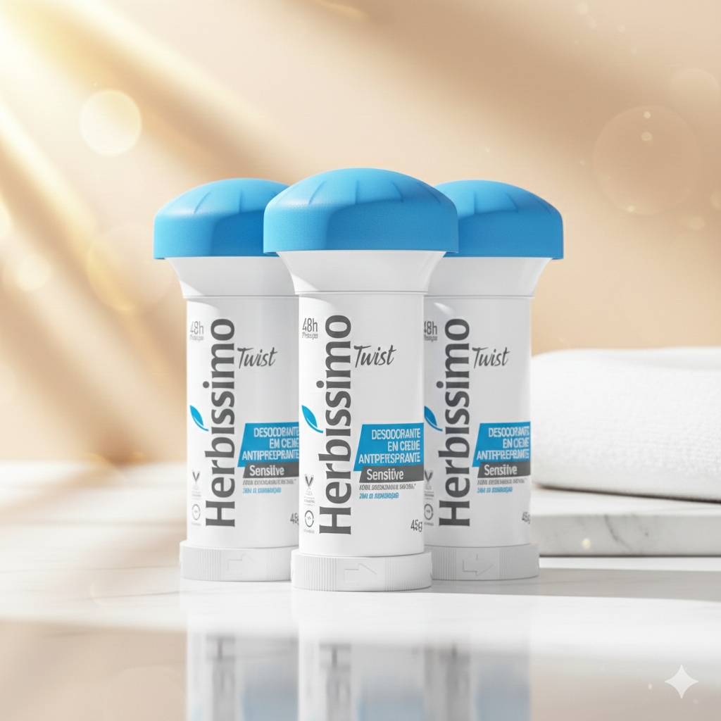 Kit 3 unid - Desodorante Twist Antitranspirante Herbíssimo Sensitive 45G em Oferta na Shopee