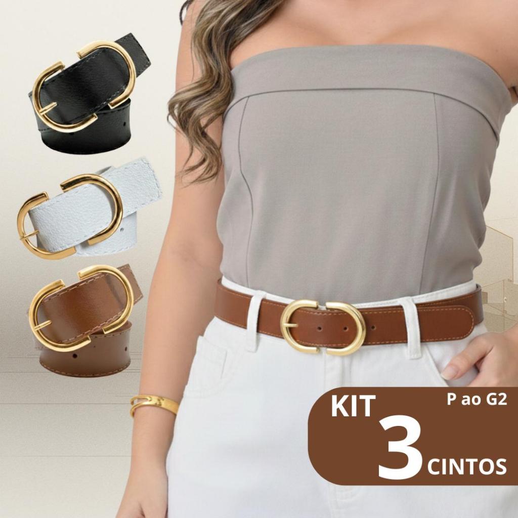 KIT 3 CINTOS TENDÊNCIA 2026 ( 3 CM DE LARGURA ) MODERNO ALFAIATARIA LUXO PREMIUM COURO ECOLÓGICO
