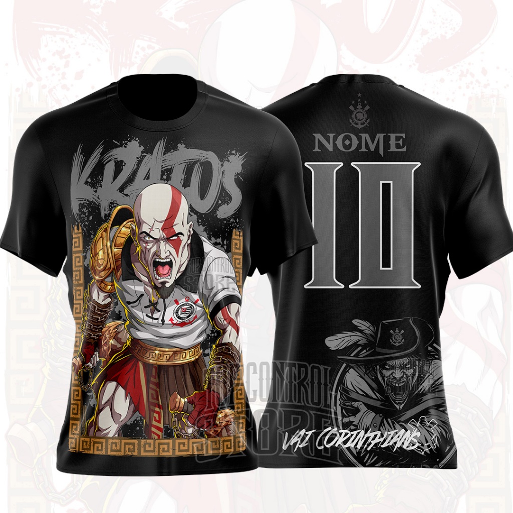Camiseta Personalizada Kratos Torcedor Times + Personalização nome e Número