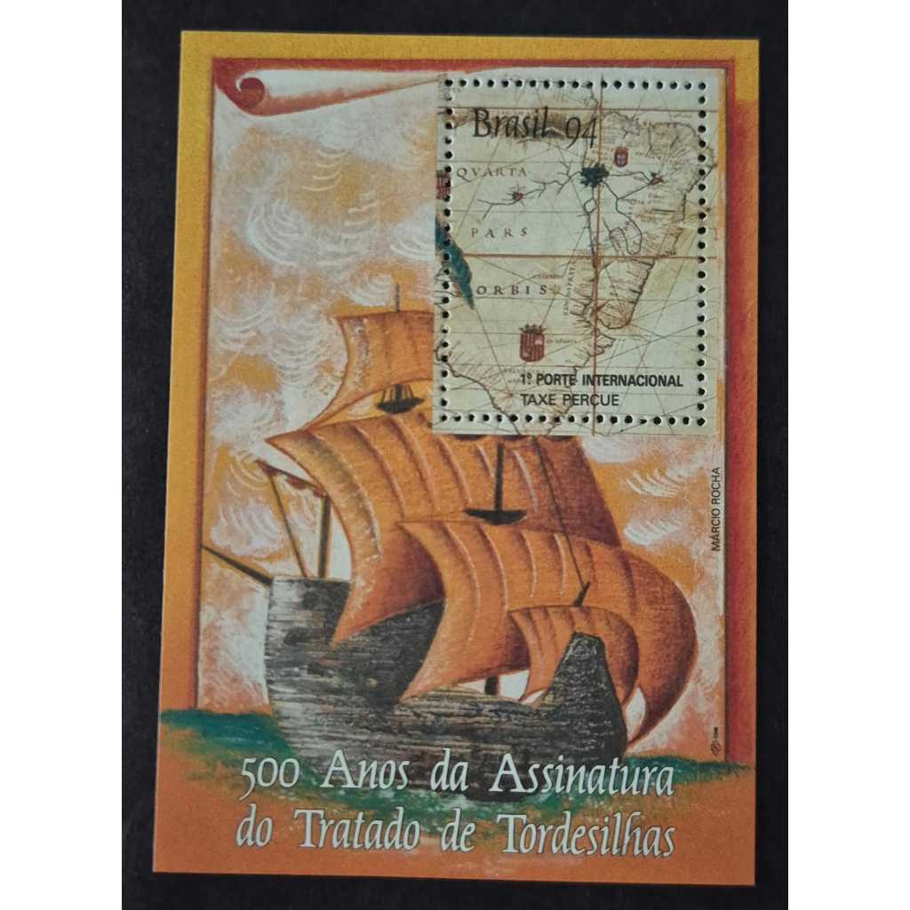 Bloco de selo dos correios B97 - Tratado de Tordesilhas - Filatelia