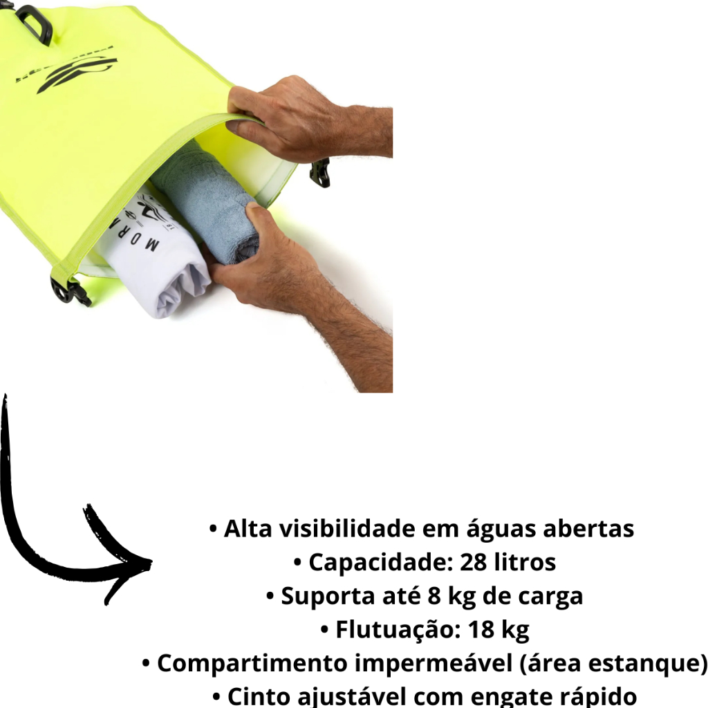 Boia de Sinalização Inflável Para Natação Neon Mormaii Com Compartimento Para Acessórios — imagem 2 de 2