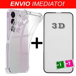 Capa Capinha Anti Shock + Película De Vidro 3D Para Motorola G04 G14 G24 G34 G54 G84 G05 G15 G35 G55 G75 G06 G56 G86