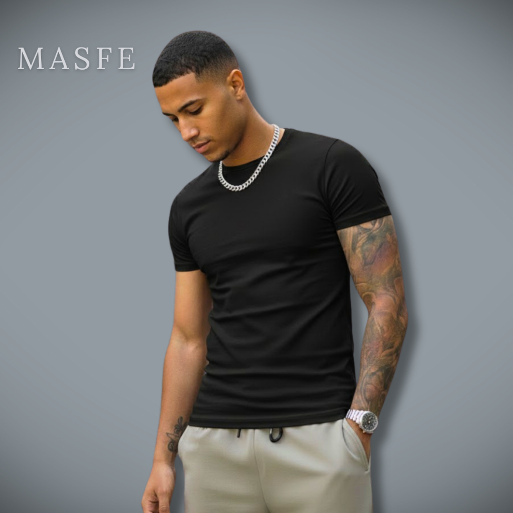 Camiseta Masculina Canelada Casual Modelo Trapper Americano Verão Slim Caimento Apertado ao Corpo em Oferta na Shopee