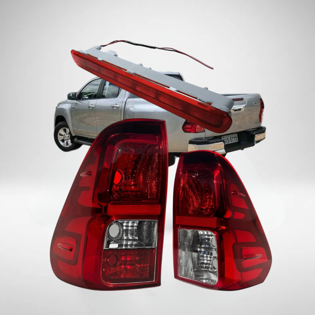 Kit Par Lanterna Traseira Bicolor (Sem led  )  Hilux 2016 A 2024 + Break Light Vermelho