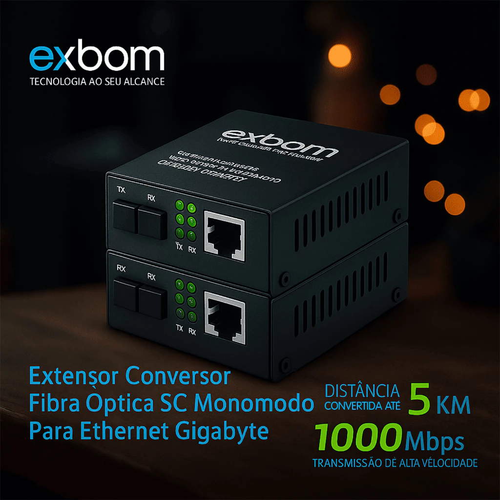 Kit Conversor de Fibra para Rede RJ45 Exbom CFO-NK1000 Exbom