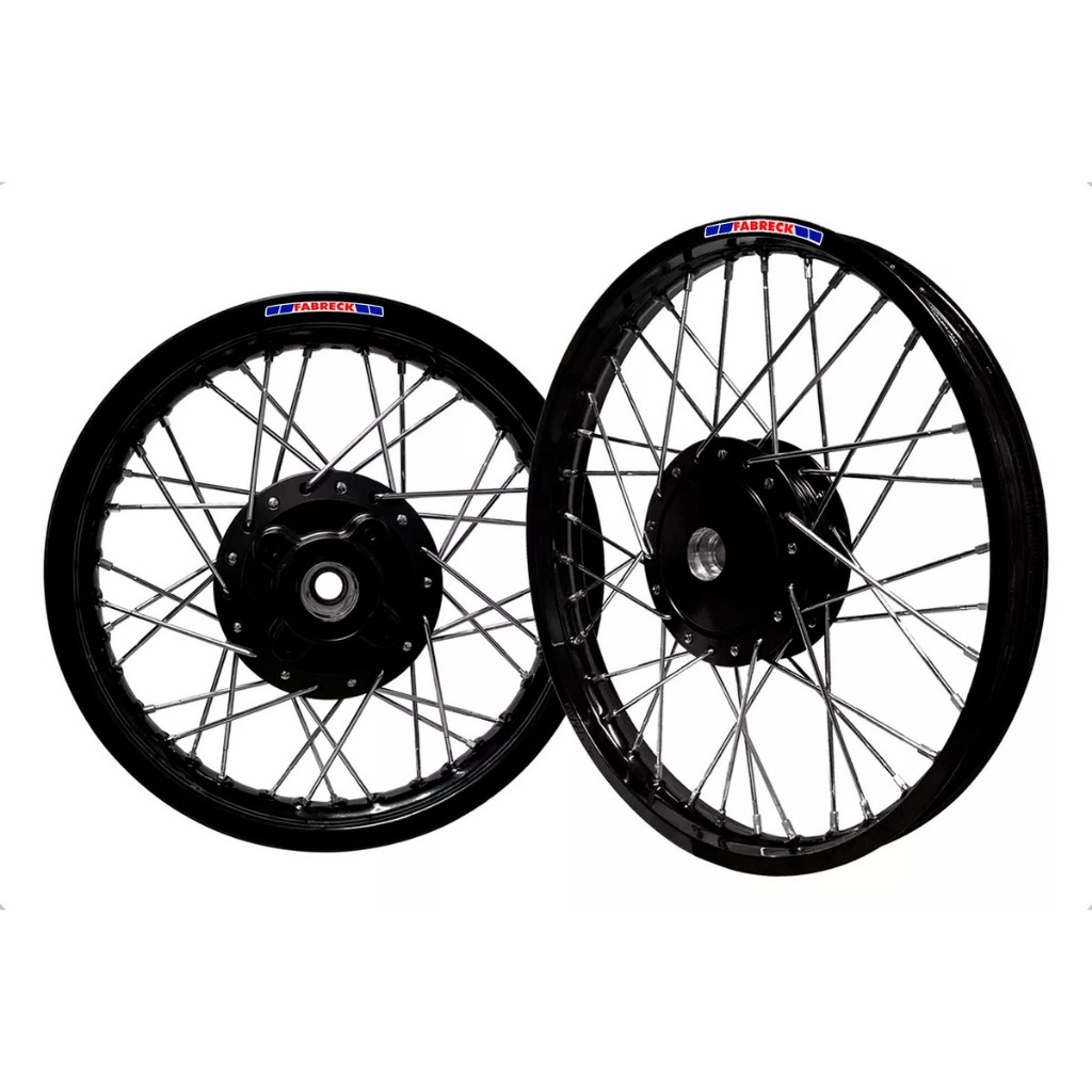 Par Aro Calha Jante Folha Roda Alumínio Pop 100/110i Raios Cromados 4mm Montada Aro Preto Cubo Preto