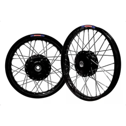 Par Aro Calha Jante Folha Roda Alumínio Pop 100/110i Raios Cromados 4mm Montada Aro Preto Cubo Preto
