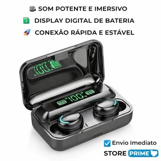 Fone De Ouvido F9-5 Sem Fio Bluetooth 5.3 TWS Com Display LED Power Bank Estéreo de Alta Qualidade